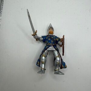 Papo Medieval Knight Blue Fleur-de-Lis Armor Sword Shield Figure 39798